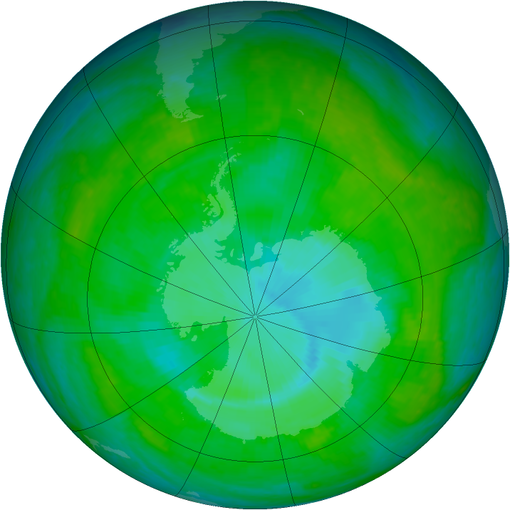 Antarctic ozone map for 17 December 2003